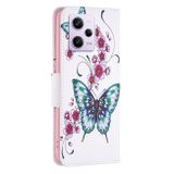 Peňaženkové kožené puzdro Drawing na Xiaomi Redmi Note 12 Pro+ 5G - Flowers Butterfly