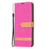 Peňaženkové kožené puzdro DENIM na Xiaomi Redmi Note 12 5G – Ružovočervená