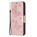 Peňaženkové kožene puzdro Two Butterflies na Xiaomi Redmi Note 12 Pro 5G – Rose Gold