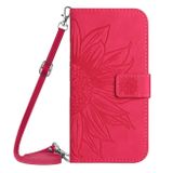 Peňaženkové kožené puzdro Sun Flower na Oppo A58 5G - Ružovo červená