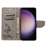 Peňaženkové kožené puzdro EMBOSSED na Samsung Galaxy S23 5G – Šedá