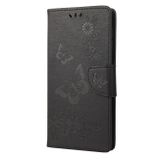 Peňaženkové kožené puzdro EMBOSSED na Samsung Galaxy S23 5G – Čierna