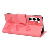 Peňaženkové kožené puzdro EMBOSSED na Samsung Galaxy S23 5G – Ružová