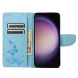 Peňaženkové kožené puzdro EMBOSSED na Samsung Galaxy S23 5G – Modrá