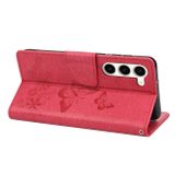 Peňaženkové kožené puzdro EMBOSSED na Samsung Galaxy S23 5G – Červená