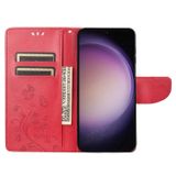 Peňaženkové kožené puzdro BUTTERFLY na Samsung Galaxy S23 5G – Červená