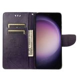 Peňaženkové kožené puzdro BUTTERFLY na Samsung Galaxy S23 5G – Tmavofialová