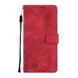 Peňaženkové kožené puzdro Skin-feel na Motorola Edge 30 Pro - Červená