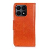 Peňaženkové kožené puzdro Nappa Texture na Honor X8a - Oranžová