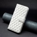 Peňaženkové kožené puzdro Diamond Lattice na Xiaomi Redmi 12 - Biela