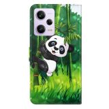Peňaženkové 3D kožene puzdro na Xiaomi Redmi Note 12 Pro 5G – Panda Climbing Bamboo