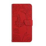 Peňaženkové kožené puzdro Butterfly na Honor Magic5 Lite - Červená