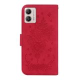 Peňaženkové kožené puzdro Butterfly Rose na Motorola Moto G13 / G23 / G53 5G - Červená