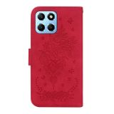 Peňaženkové kožené puzdro Butterfly Rose na Honor X8 5G/X6 - Červená