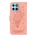 Peňaženkové kožené puzdro Butterfly Rose na Honor X8 5G/X6 - Ružová