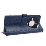 Peňaženkové kožené puzdro Honeycomb na Honor Magic5 Lite - Modrá