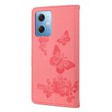 Peňaženkové kožené puzdro BUTTERFLY na Xiaomi Redmi Note 12 5G – Ružová