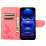 Peňaženkové kožené puzdro BUTTERFLY na Xiaomi Redmi Note 12 5G – Ružová