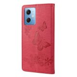 Peňaženkové kožené puzdro BUTTERFLY na Xiaomi Redmi Note 12 5G – Červená
