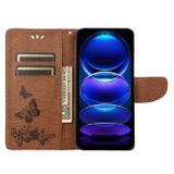 Peňaženkové kožené puzdro Global Butterfly na Xiaomi Redmi Note 12 Pro+ 5G - Hnedá