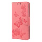 Peňaženkové kožené puzdro Global Butterfly na Xiaomi Redmi Note 12 Pro+ 5G - Ružová