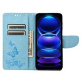 Peňaženkové kožené puzdro Global Butterfly na Xiaomi Redmi Note 12 Pro+ 5G - Modrá