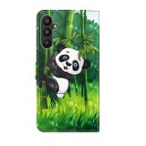 Peňaženkové 3D puzdro PAINTING na Samsung Galaxy A34 5G - Panda a bambus