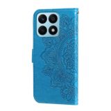 Peňaženkové kožené puzdro Vyrazené Kvety na Honor X8a - Modrá