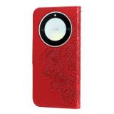 Peňaženkové kožené puzdro 7-petals na Honor Magic5 Lite - Červená