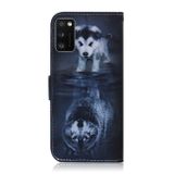 Peňaženkové kožené puzdro na Samsung Galaxy A41-Wolf and Dog