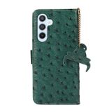 Peňaženkové kožené puzdro Ostrich Pattern na Samsung Galaxy A25 5G - Zelená