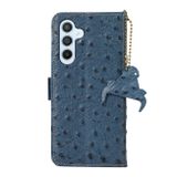 Peňaženkové kožené puzdro Ostrich Pattern na Samsung Galaxy A25 5G - Modrá