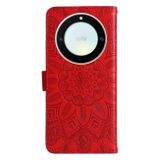 Peňaženkové kožené puzdro Sunflower na Honor Magic5 Lite - Červená
