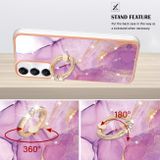 Ring Holder kryt Electroplating Marble na Samsung Galaxy A05s - Ružová