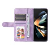 Peňaženkové kožené puzdro Life Tree na Samsung Galaxy Z Fold4 - Fialová