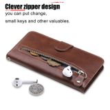 Peňaženkové kožené puzdro Calf Zipper na Honor Magic5 Lite - Hnedá