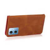 Peňaženkové kožené puzdro DUAL-COLOR na Xiaomi Redmi Note 12 5G – Hnedočervená
