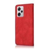 Peňaženkové kožené puzdro Dual Stitching na Xiaomi Redmi Note 12 Pro+ 5G - Červeno modrá