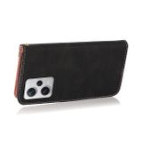 Peňaženkové kožené puzdro Dual Stitching na Xiaomi Redmi Note 12 Pro+ 5G - Čierno ružovo zlatá