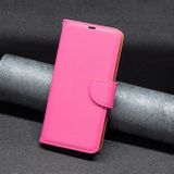 Peňaženkové kožené puzdro Pure Color na Xiaomi Redmi Note 12 4G - Ružovo červená