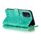 Peňaženkové kožené puzdro LACE FLOWER na Samsung Galaxy A14 4G/5G – Zelená