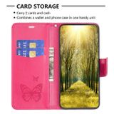 Peňaženkové kožené puzdro Two Butterflies na Samsung Galaxy A24 - Ružovo červená