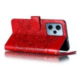 Peňaženkové kožené puzdro Mandala Sun na Xiaomi Redmi Note 12 Pro 5G – Červená