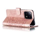 Peňaženkové kožené puzdro MANDALA na Xiaomi 13 – Ružovozlatá