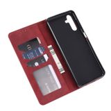 Peňaženkové kožené puzdro EMBOSSED na Samsung Galaxy A34 5G – Červená