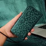 Peňaženkové kožené puzdro Honeycomb na Samsung Galaxy A24 - Zelená