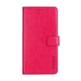 Peňaženkové kožené puzdro IDEWEI na Oppo A58 5G - Ružovo červená