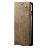Peňaženkové kožené puzdro Denim Texture na Huawei P60 Pro - Khaki