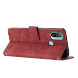 Peňaženkové kožené puzdro Skin Feel Stripe na Motorola Moto E20 / E30 / E40 - Červená