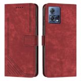 Peňaženkové kožené puzdro Stripe na Motorola Edge 30 Fusion - Červená